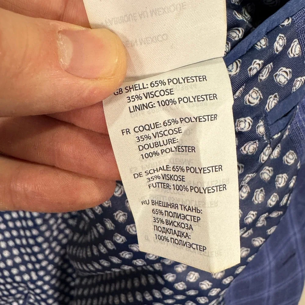 Oak Hill Mens 3XL 56R Plaid Blazer Sport Coat Jacket Bright Blue Casual Preppy